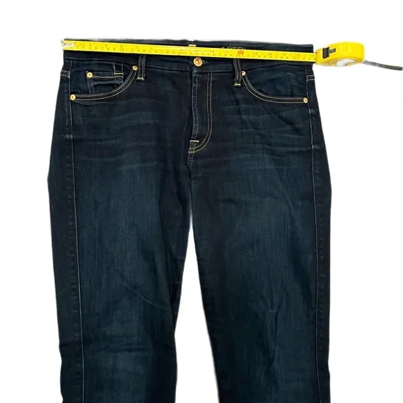 7 For all Mankind Women's Dark Wash Jeans ‘The Skinny Bootcut’ Size 32 - Picture 10 of 11